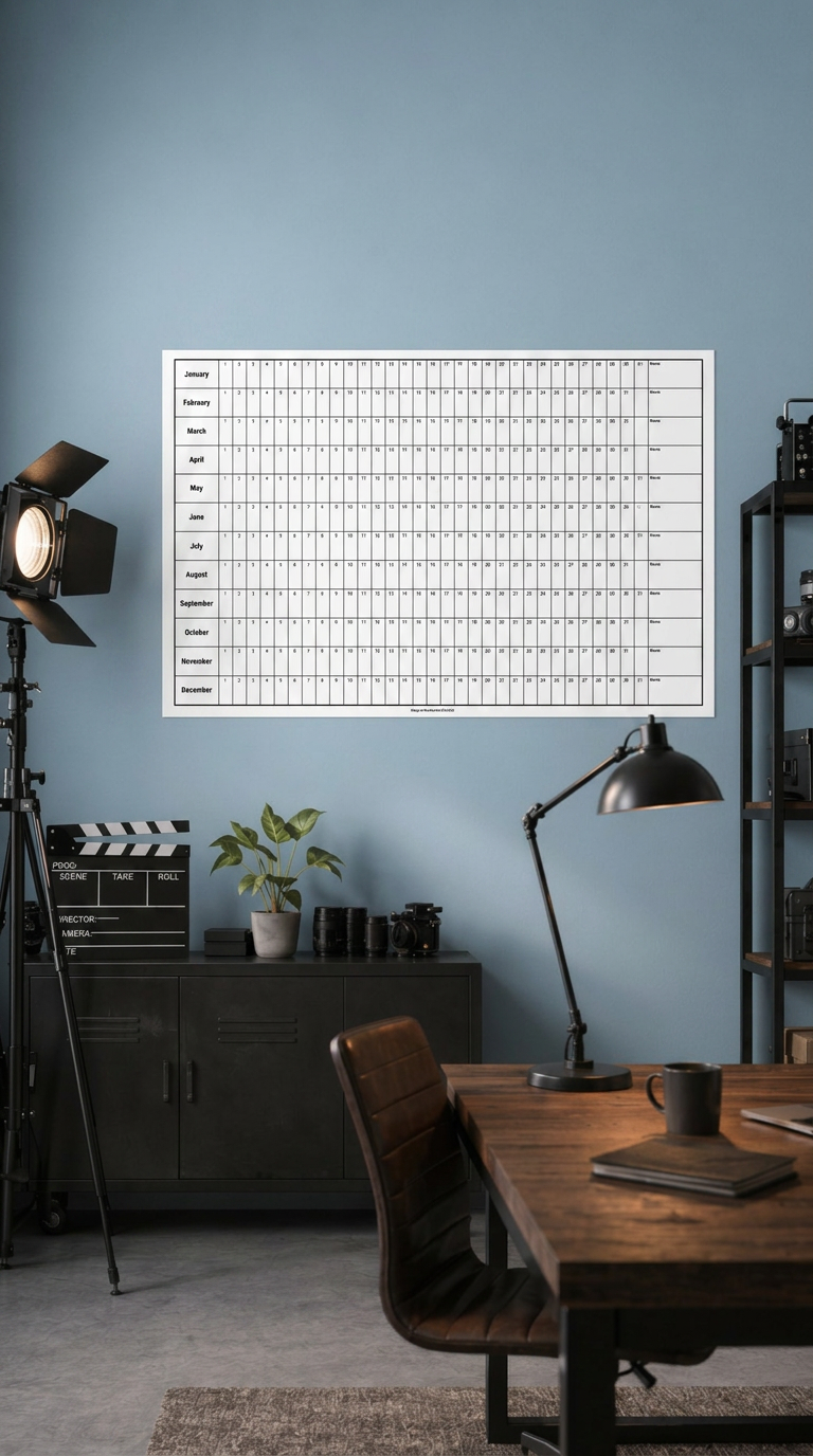 DayByLife never-ending year planner on the wall of a creative studio