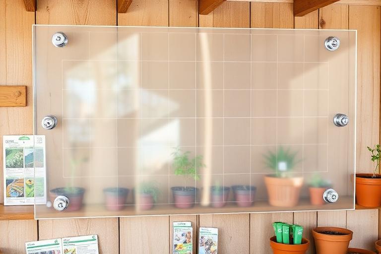 Transparent DayByLife wall planner used as a garden & growing — the clear grid shows the wall behind it