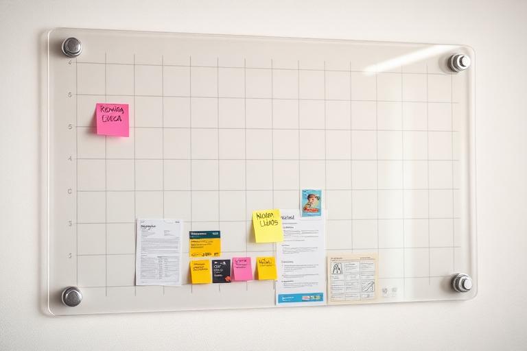Transparent DayByLife wall planner used as a term & exam dates — the clear grid shows the wall behind it