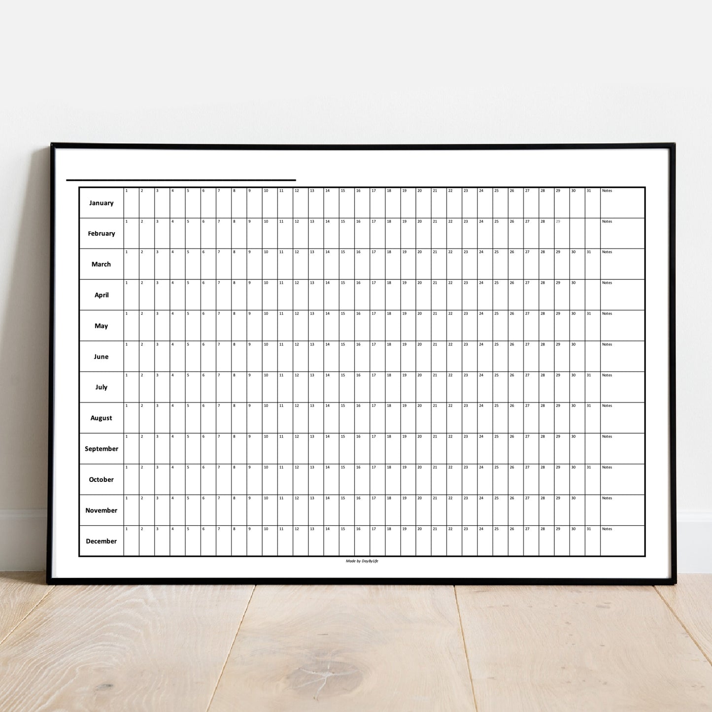 A1/A2/A3 Laminated Reusable Perpetual Year Calendar - Works With Dry Erase Markers 2025 2026