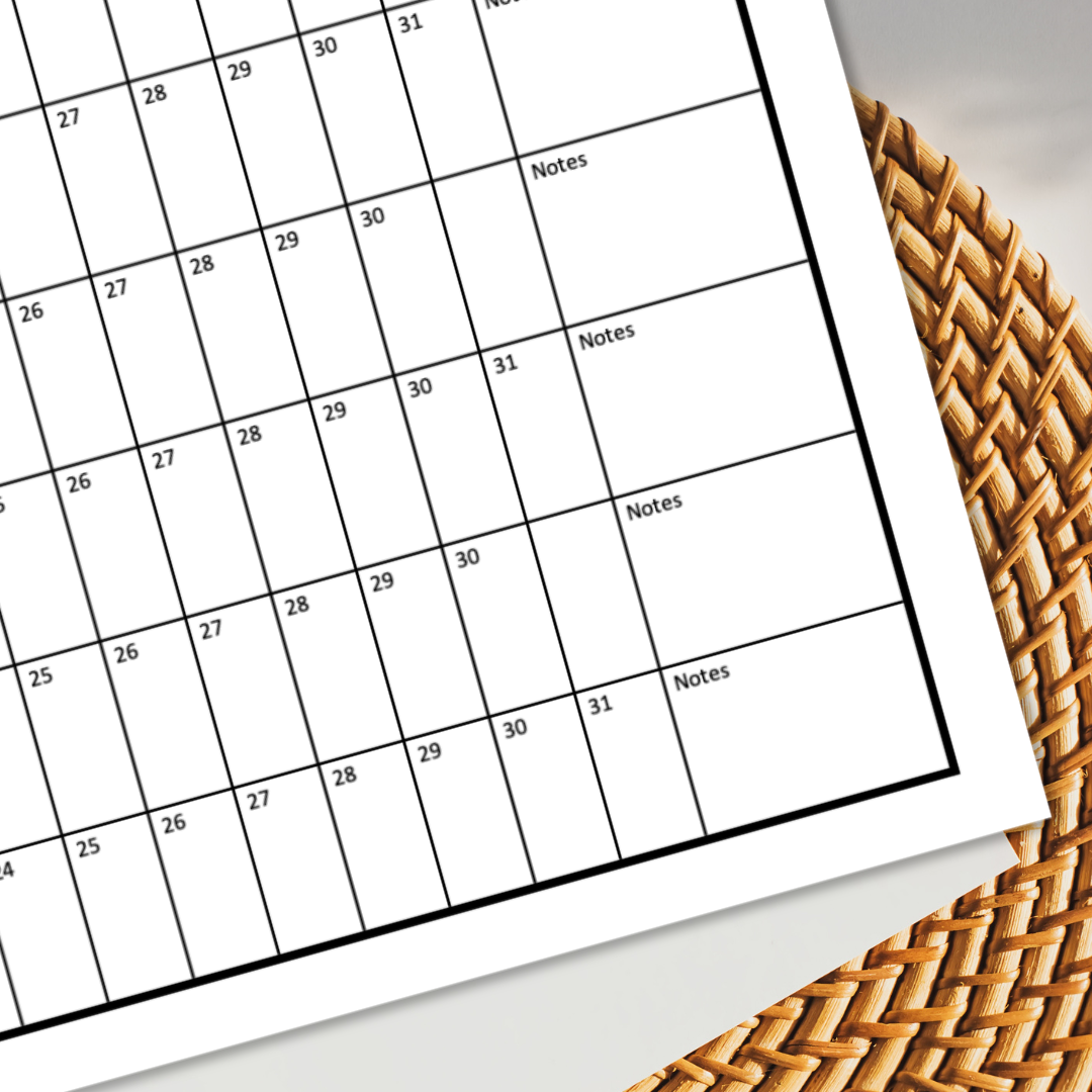 A1/A2/A3 Laminated Reusable Perpetual Year Calendar - Works With Dry Erase Markers 2025 2026